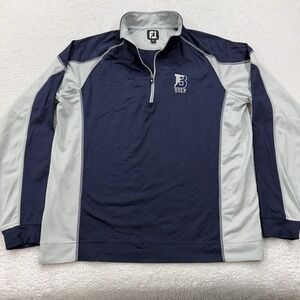 FootJoy Mens Navy Blue Grey Colorblock Quarter Zip Golf Pullover Size Medium
